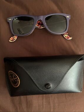 Wayfarer sunglasses in purple with multi colour inside frame